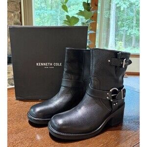 Kenneth Cole New York Stride Leather Boots Black Size 10M Women's NIB